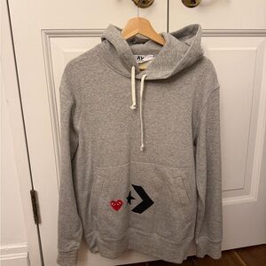 Comme des Garcons Gray Hoodie with Heart and Star Motif